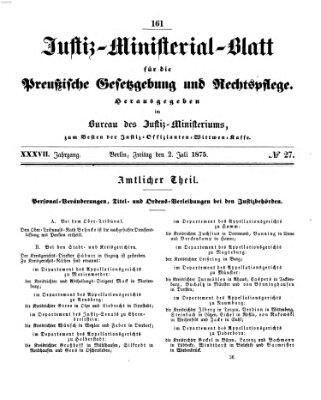 Justiz-Ministerialblatt für die preußische Gesetzgebung und Rechtspflege Freitag 2. Juli 1875