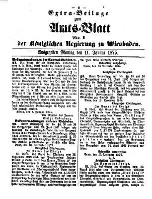 Amtsblatt der Regierung in Wiesbaden (Herzoglich-nassauisches allgemeines Intelligenzblatt) Montag 11. Januar 1875