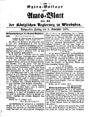 Amtsblatt der Regierung in Wiesbaden (Herzoglich-nassauisches allgemeines Intelligenzblatt) Freitag 5. November 1875