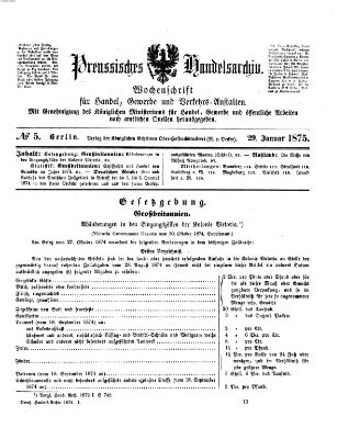 Preußisches Handels-Archiv Freitag 29. Januar 1875