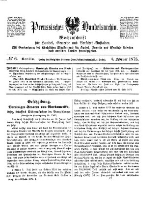 Preußisches Handels-Archiv Freitag 5. Februar 1875