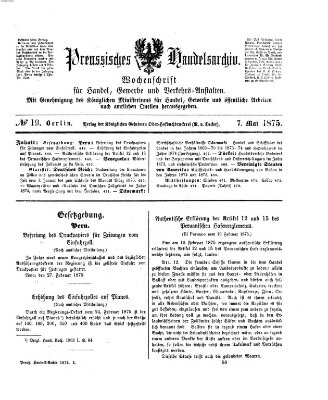 Preußisches Handels-Archiv Freitag 7. Mai 1875