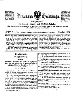 Preußisches Handels-Archiv Freitag 14. Mai 1875