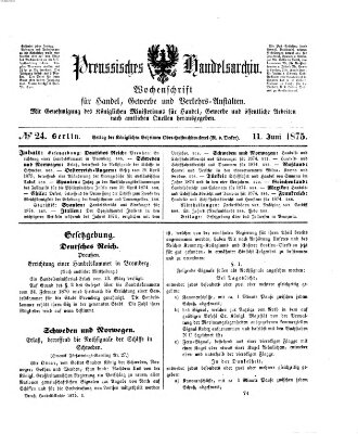 Preußisches Handels-Archiv Freitag 11. Juni 1875