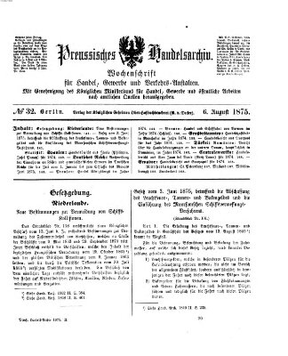 Preußisches Handels-Archiv Freitag 6. August 1875