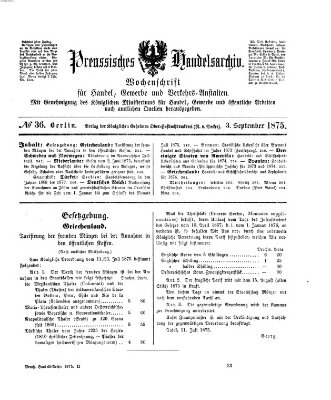 Preußisches Handels-Archiv Freitag 3. September 1875