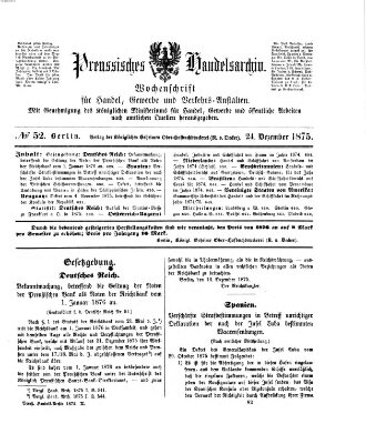 Preußisches Handels-Archiv Freitag 24. Dezember 1875