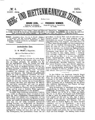 Berg- und hüttenmännische Zeitung Freitag 22. Januar 1875