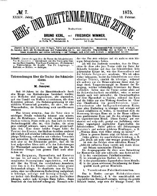 Berg- und hüttenmännische Zeitung Freitag 12. Februar 1875