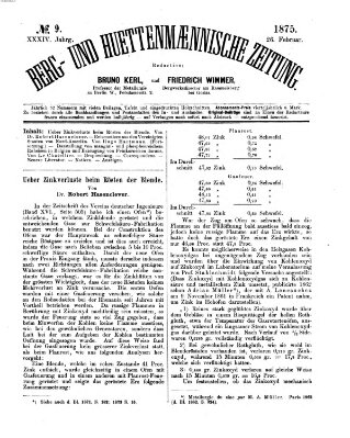 Berg- und hüttenmännische Zeitung Freitag 26. Februar 1875