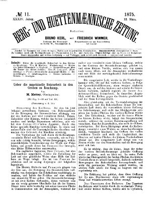 Berg- und hüttenmännische Zeitung Freitag 12. März 1875