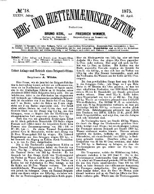 Berg- und hüttenmännische Zeitung Freitag 30. April 1875