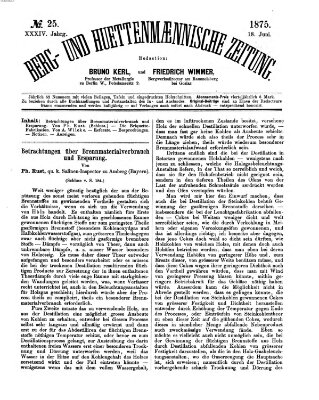 Berg- und hüttenmännische Zeitung Freitag 18. Juni 1875