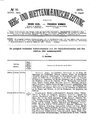 Berg- und hüttenmännische Zeitung Freitag 27. August 1875