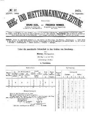 Berg- und hüttenmännische Zeitung Freitag 10. September 1875