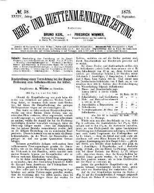 Berg- und hüttenmännische Zeitung Freitag 17. September 1875