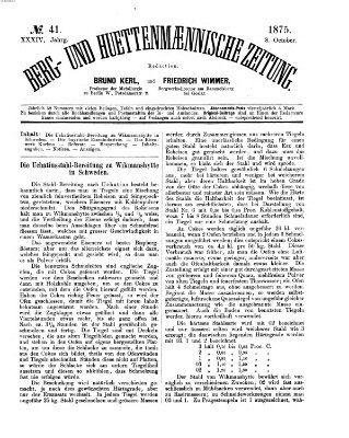 Berg- und hüttenmännische Zeitung Freitag 8. Oktober 1875