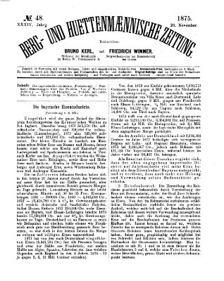 Berg- und hüttenmännische Zeitung Freitag 26. November 1875