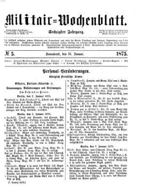 Militär-Wochenblatt Samstag 16. Januar 1875