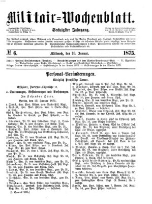 Militär-Wochenblatt Mittwoch 20. Januar 1875