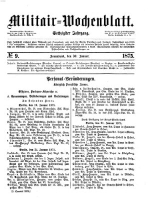 Militär-Wochenblatt Samstag 30. Januar 1875