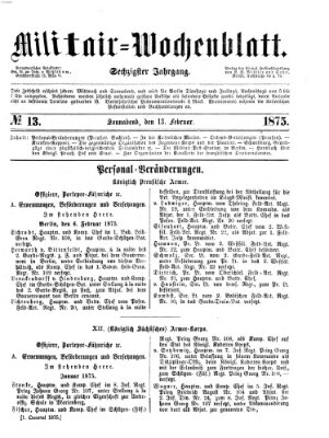 Militär-Wochenblatt Samstag 13. Februar 1875