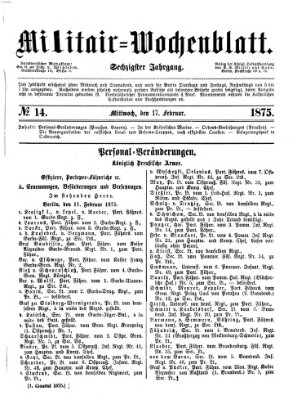 Militär-Wochenblatt Mittwoch 17. Februar 1875