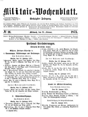 Militär-Wochenblatt Mittwoch 24. Februar 1875