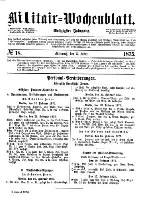 Militär-Wochenblatt Mittwoch 3. März 1875