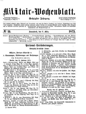 Militär-Wochenblatt Samstag 6. März 1875