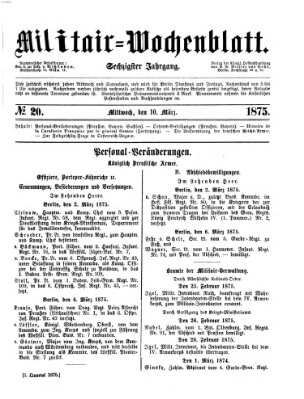 Militär-Wochenblatt Mittwoch 10. März 1875