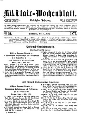 Militär-Wochenblatt Samstag 13. März 1875