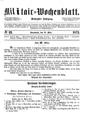 Militär-Wochenblatt Samstag 20. März 1875