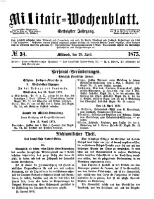 Militär-Wochenblatt Mittwoch 28. April 1875