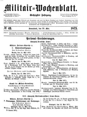 Militär-Wochenblatt Samstag 29. Mai 1875