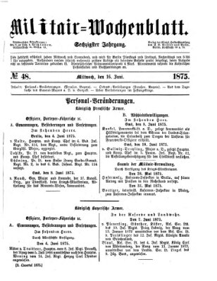 Militär-Wochenblatt Mittwoch 16. Juni 1875