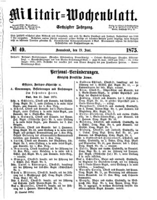 Militär-Wochenblatt Samstag 19. Juni 1875