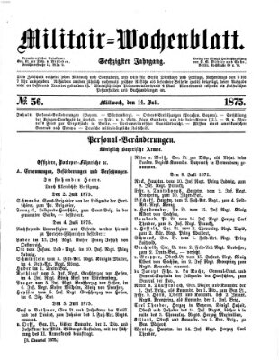 Militär-Wochenblatt Mittwoch 14. Juli 1875