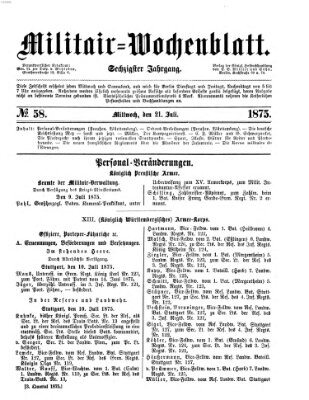 Militär-Wochenblatt Mittwoch 21. Juli 1875