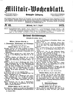 Militär-Wochenblatt Mittwoch 4. August 1875