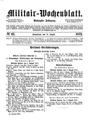 Militär-Wochenblatt Samstag 14. August 1875