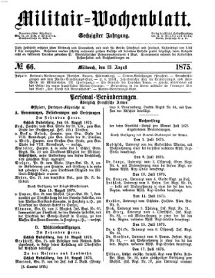 Militär-Wochenblatt Mittwoch 18. August 1875