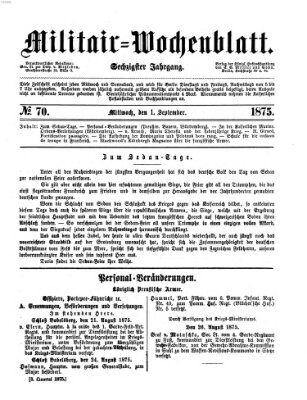 Militär-Wochenblatt Mittwoch 1. September 1875