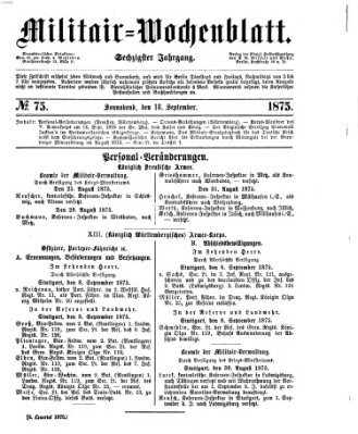 Militär-Wochenblatt Samstag 18. September 1875