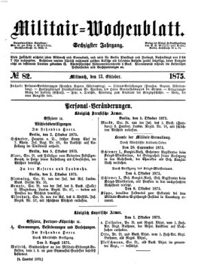 Militär-Wochenblatt Mittwoch 13. Oktober 1875