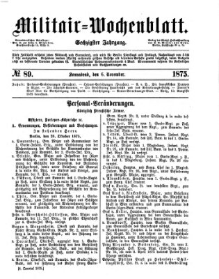 Militär-Wochenblatt Samstag 6. November 1875