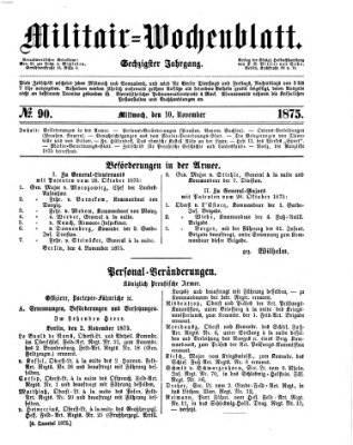 Militär-Wochenblatt Mittwoch 10. November 1875