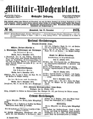 Militär-Wochenblatt Samstag 13. November 1875