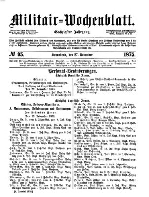 Militär-Wochenblatt Samstag 27. November 1875