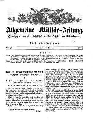 Allgemeine Militär-Zeitung Mittwoch 13. Januar 1875